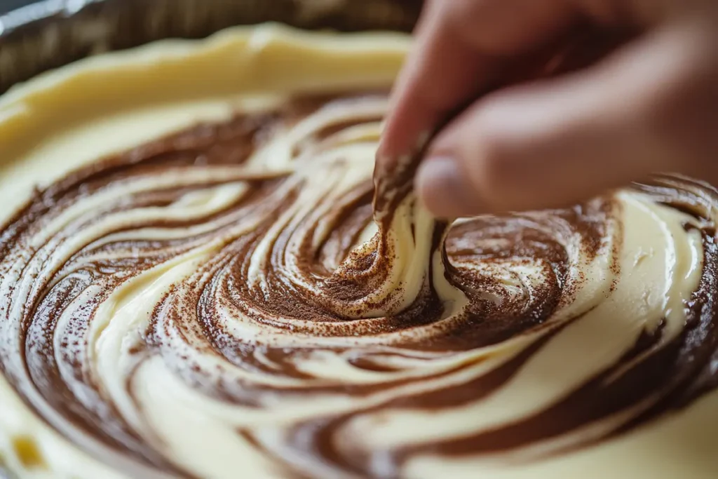 Swirling cheesecake batter