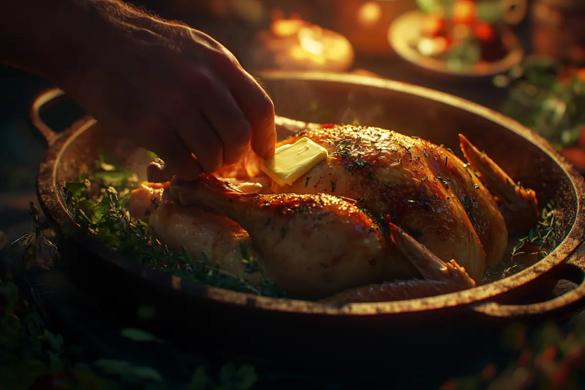 Butter under turkey skin