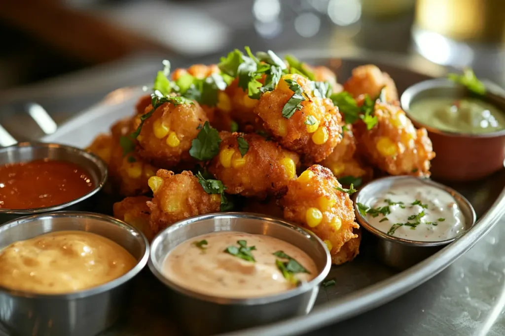 Served corn nuggets