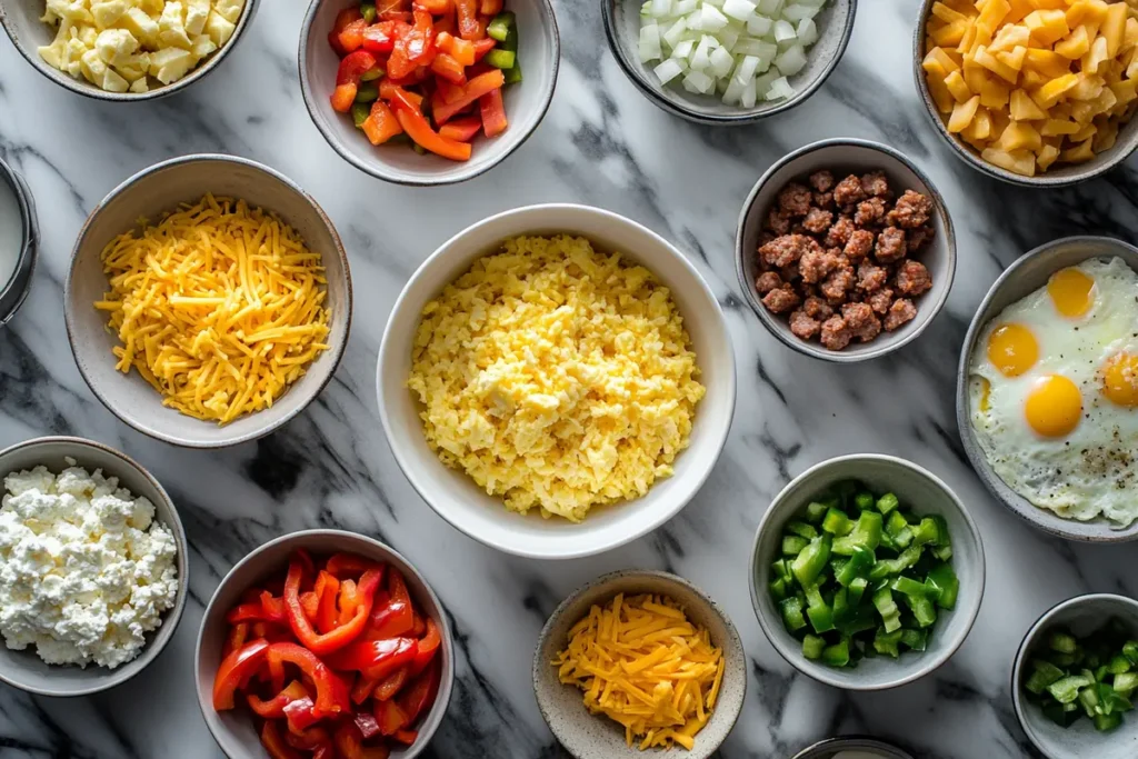 Ingredients for breakfast casserole hash browns
