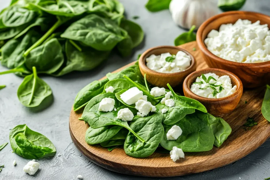 Spinach and cheese ingredients"