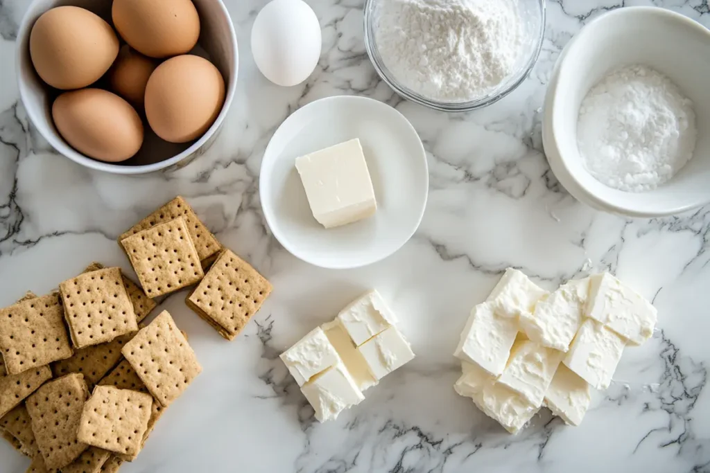 Ingredients for American cheesecake