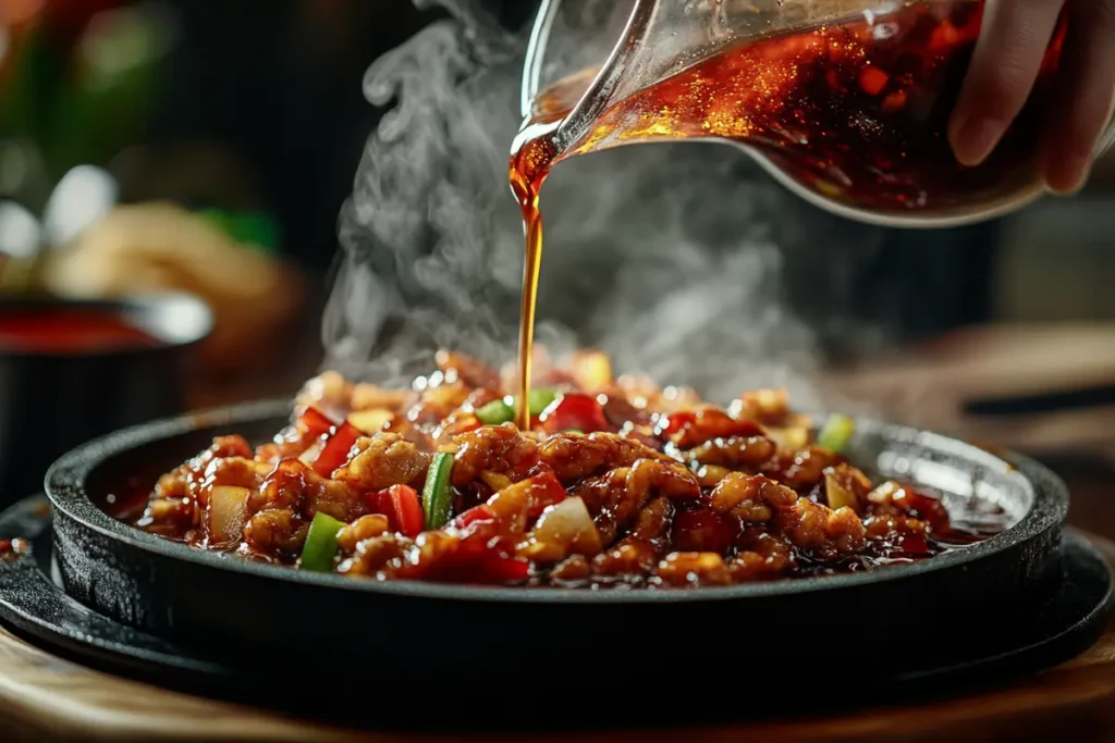 Drizzling Pepper Lunch sweet sauce