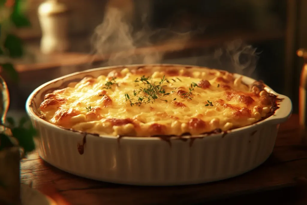 Baked mac and cheese with trio of cheeses