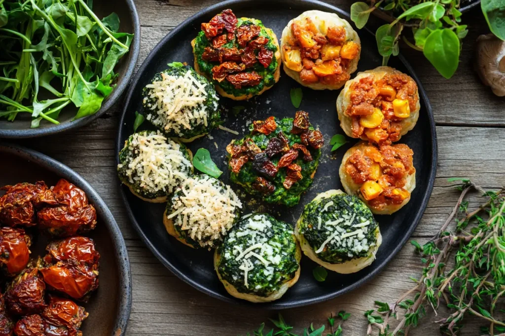 Spinach puffs with variations"