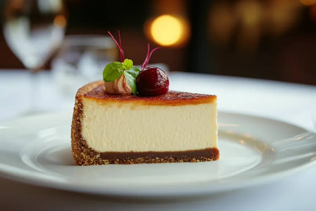 Dense cheesecake slice