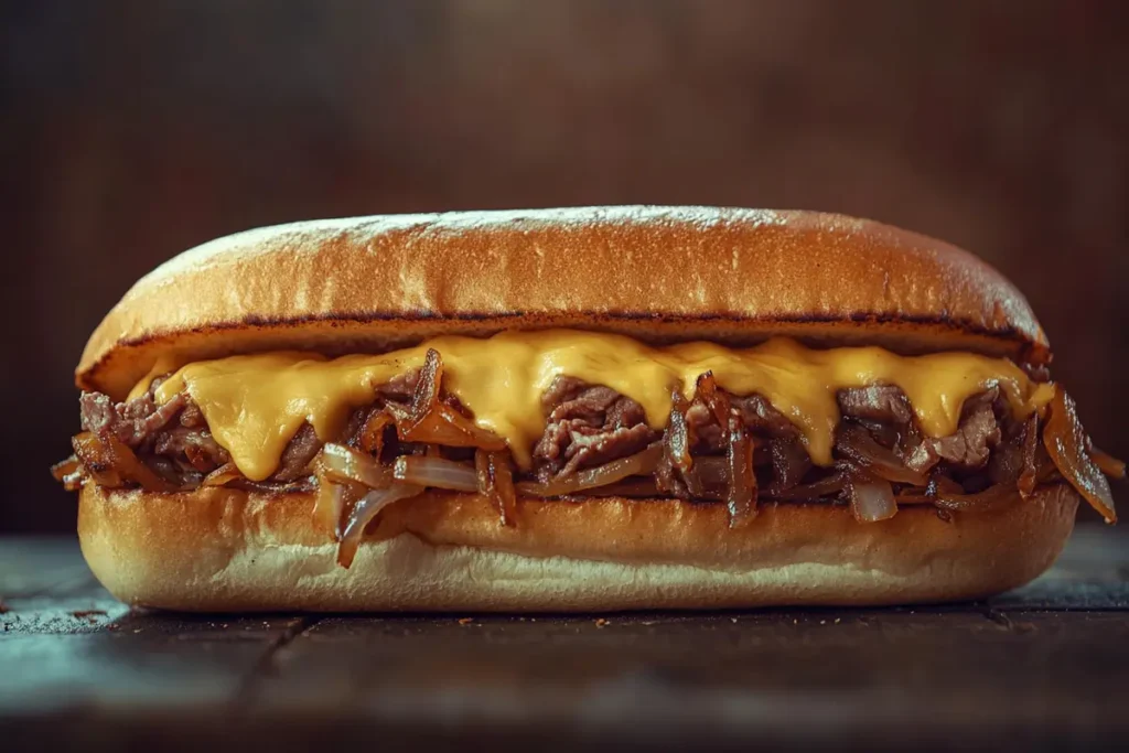 Perfect Philly cheesesteak sandwich