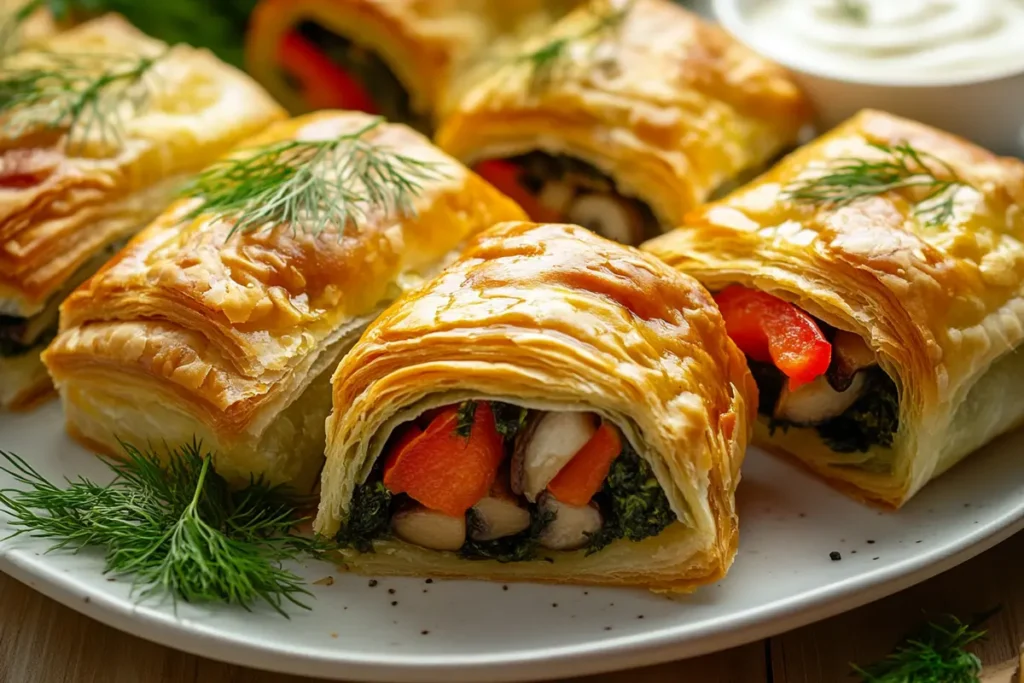 Spinach puffs with veggies & herbs