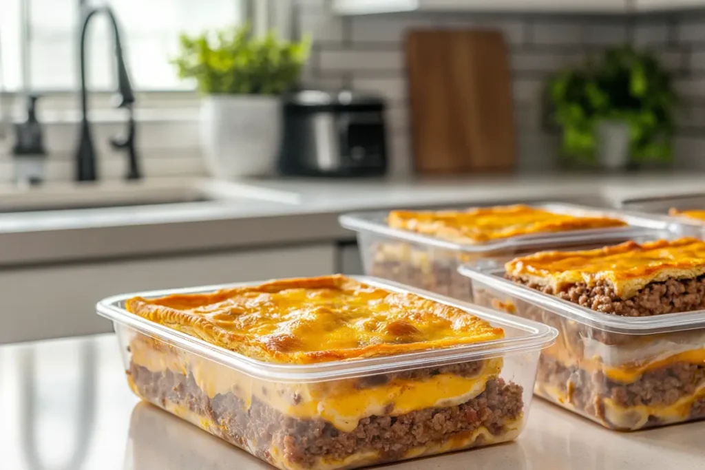 Meal prepping cheeseburger pie