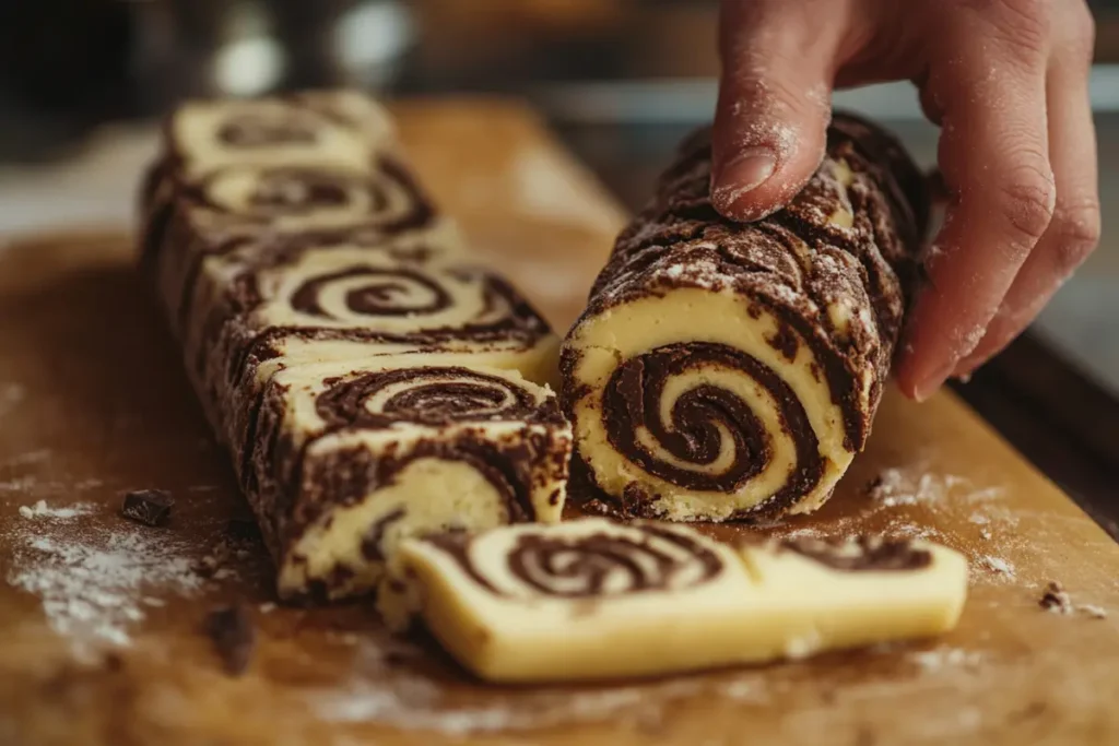 Pinwheel cookies slicing