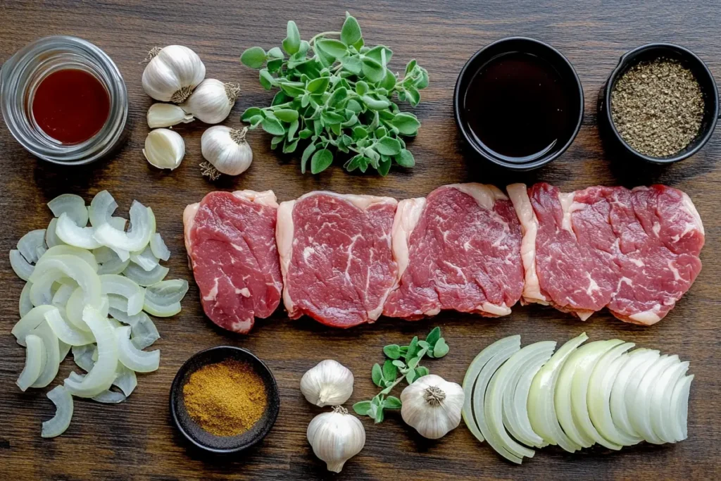 Ingredients for making Sirloin Steak in Crock Pot