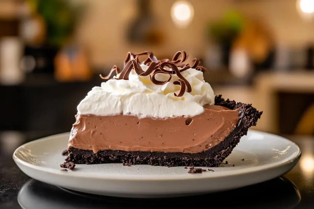Chocolate cream pie with Oreo crust.