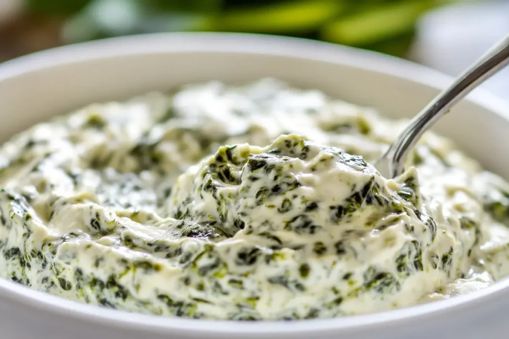 Creamy texture of Knorr spinach dip recipe.