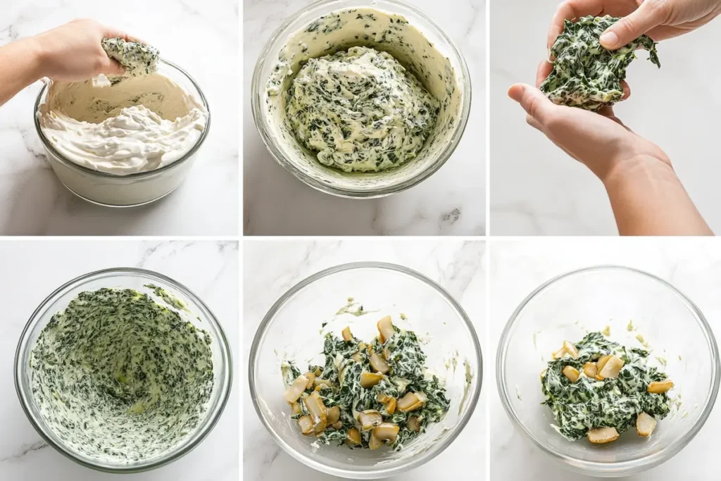  Step-by-step instructions for Knorr spinach dip recipe.