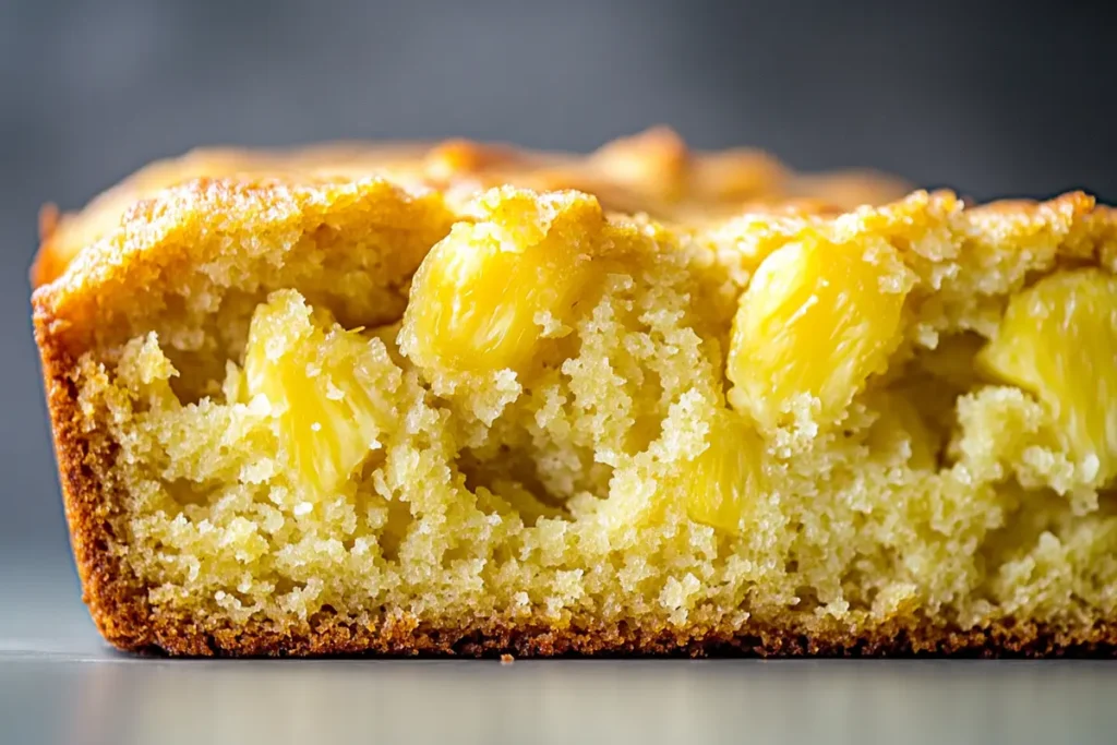 Moist crumb texture of Pineapple Quick Bread.