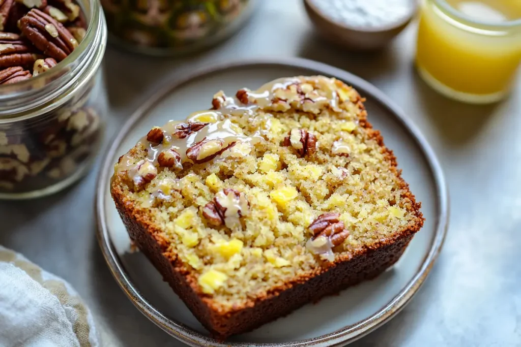 Pineapple Quick Bread recipe variations with nuts and glaze.
